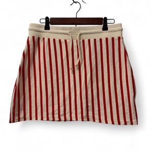 NWT Zara Striped Drawstring red & white cotton mini Skirt